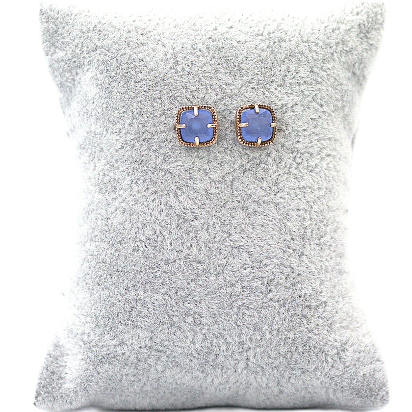Blue cushion stone earring