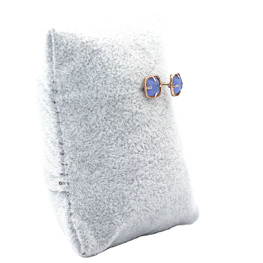 Blue cushion stone earring