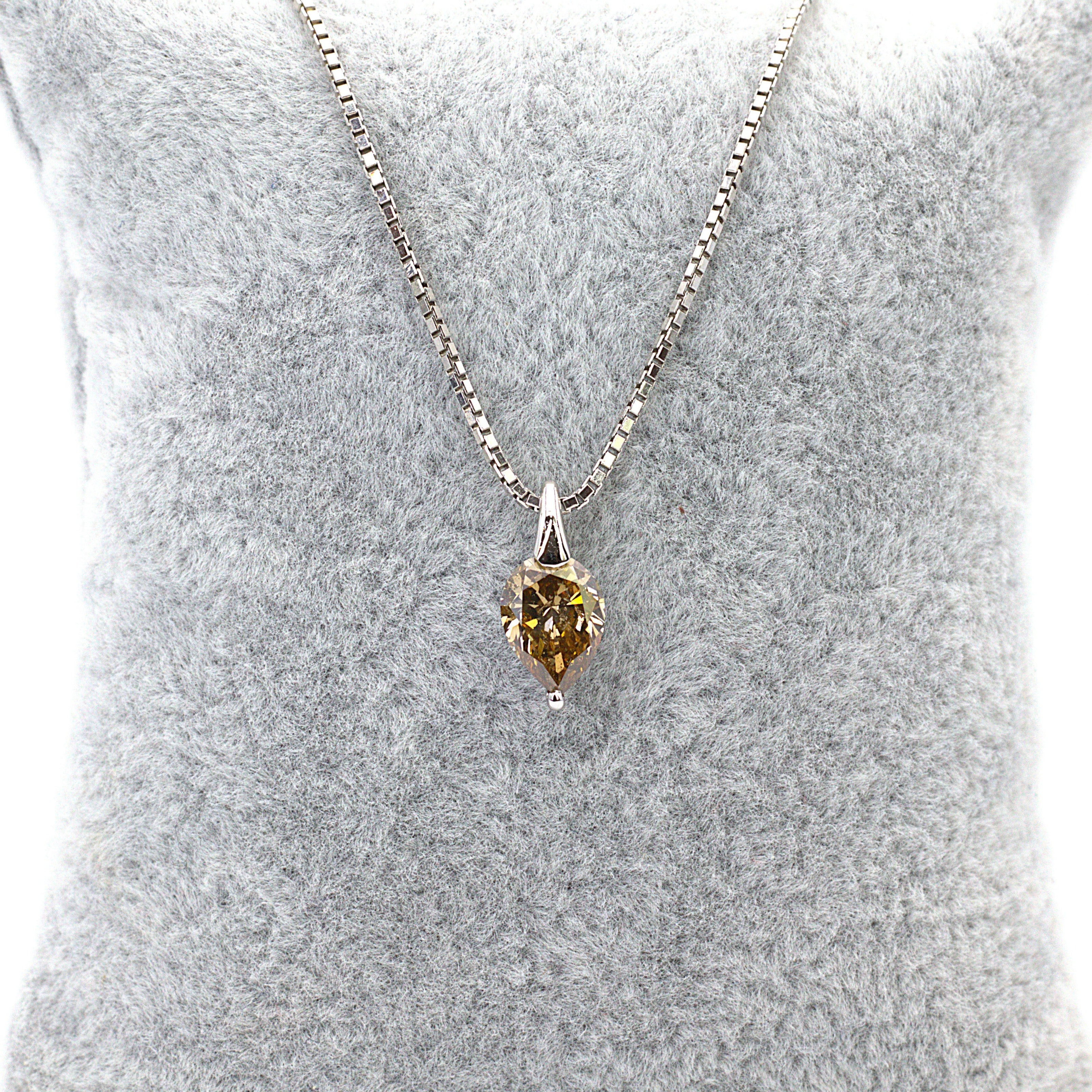 Brown Pear Diamond Pendant