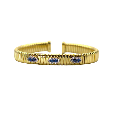 Blue Stone Cluster Cuff Bracelet