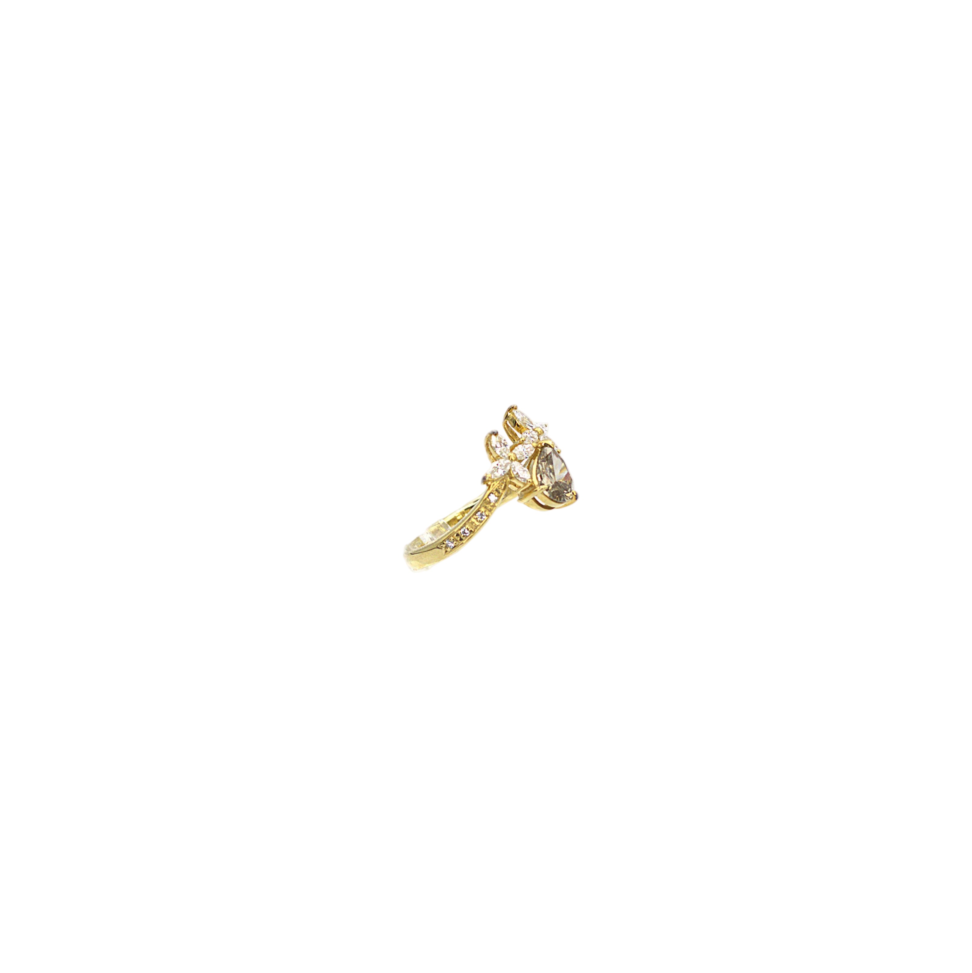 Brown Pear Shape Diamond Ring