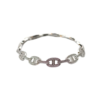 Luxury Sterling Silver Pave‑Set Link Bracelet