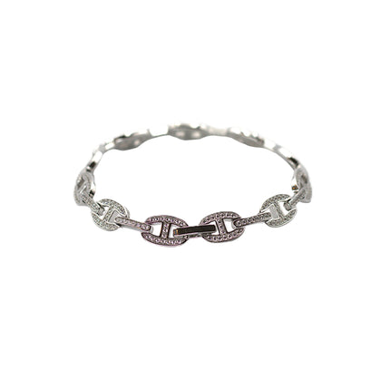 Luxury Sterling Silver Pave‑Set Link Bracelet