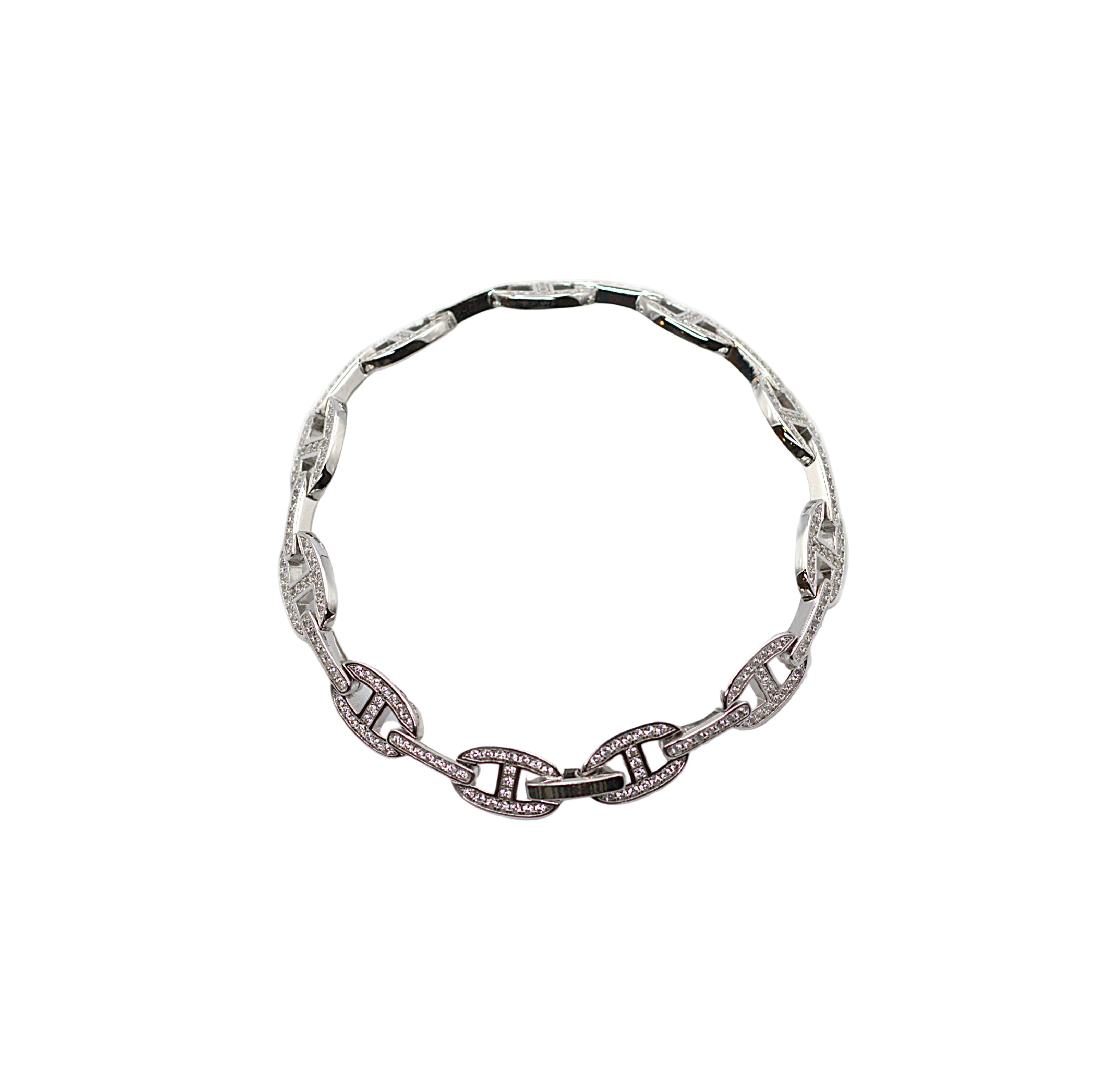 Luxury Sterling Silver Pave‑Set Link Bracelet