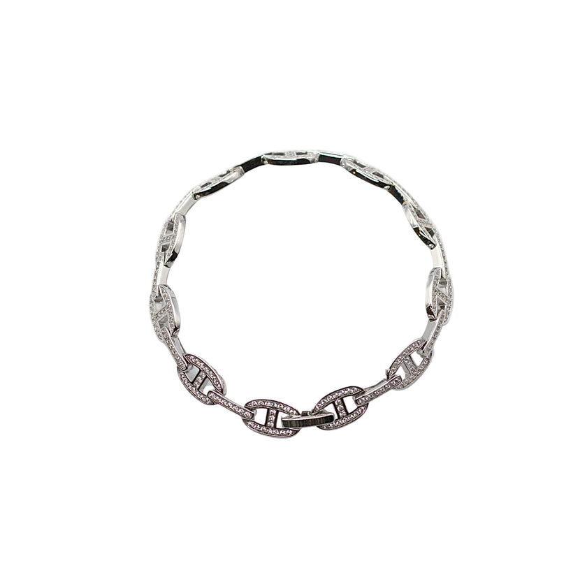 Luxury Sterling Silver Pave‑Set Link Bracelet