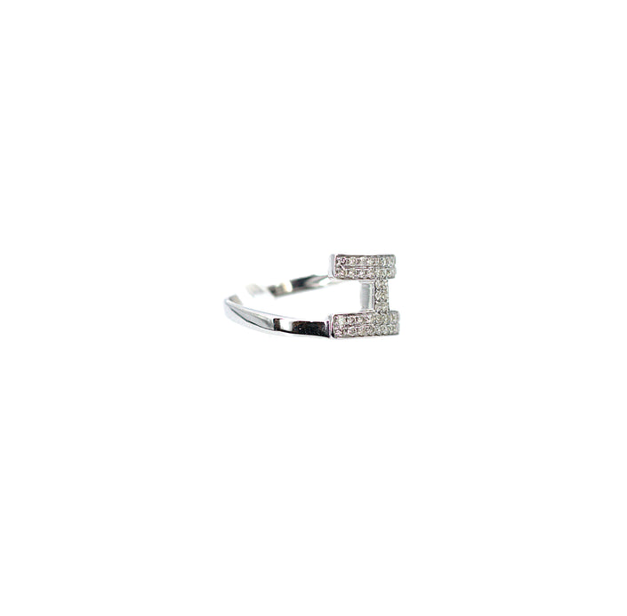 White Gold 18KT H Initial Diamond Ring
