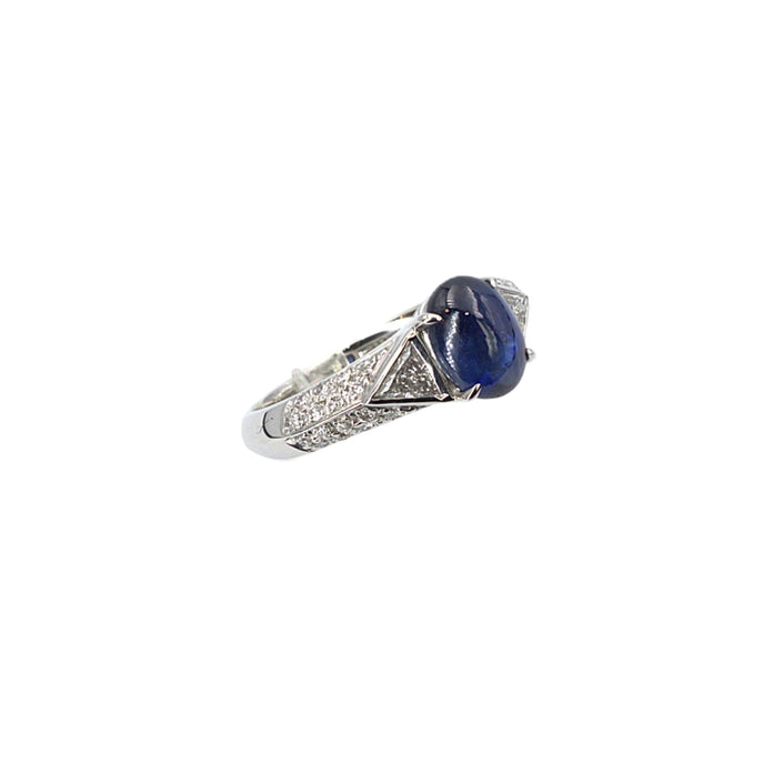 Sapphire Cabochon and Diamond Ring
