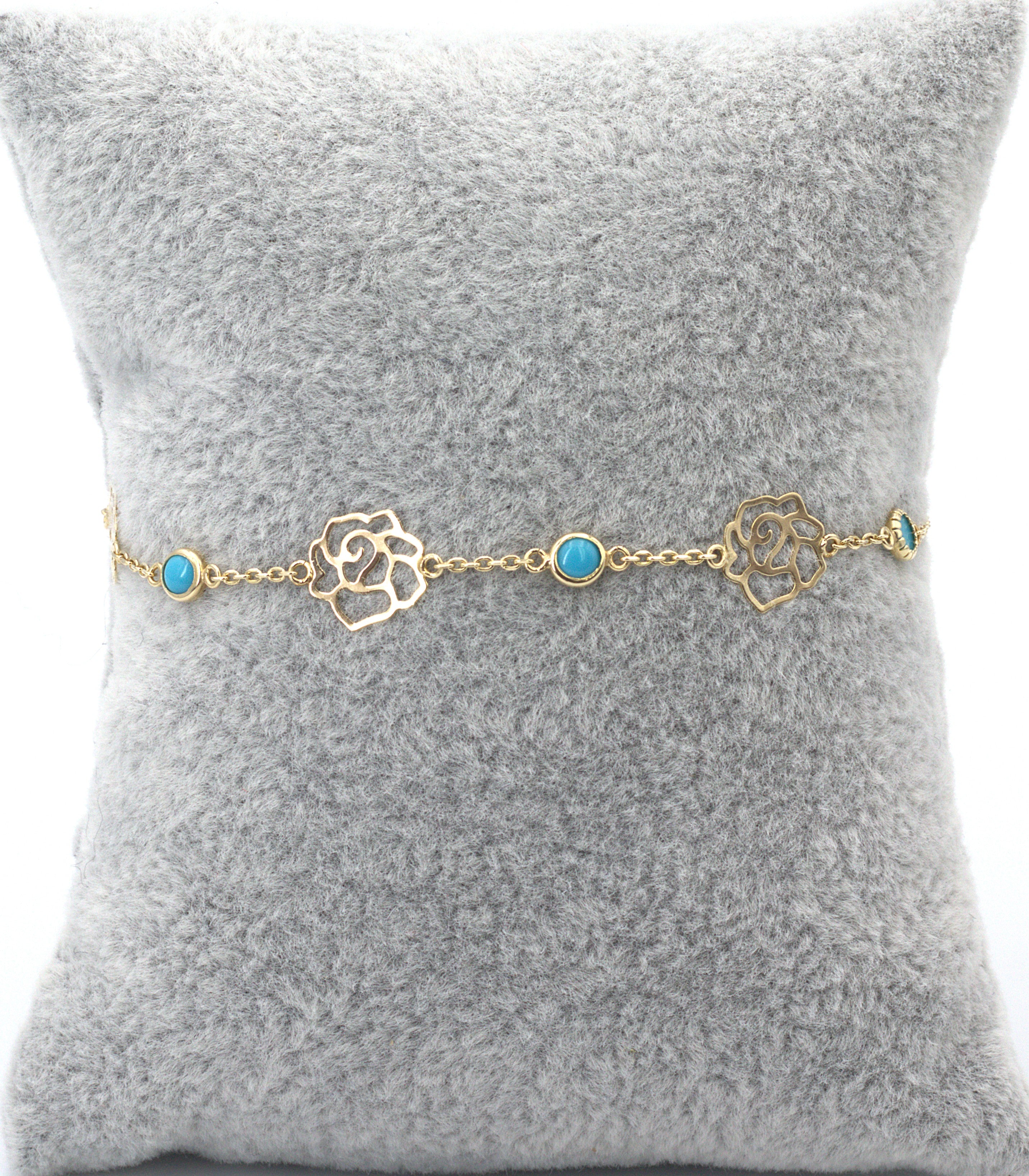Turquoise & rose petal bracelet