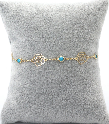 Turquoise & rose petal bracelet