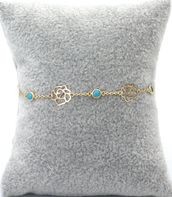 Turquoise & rose petal bracelet
