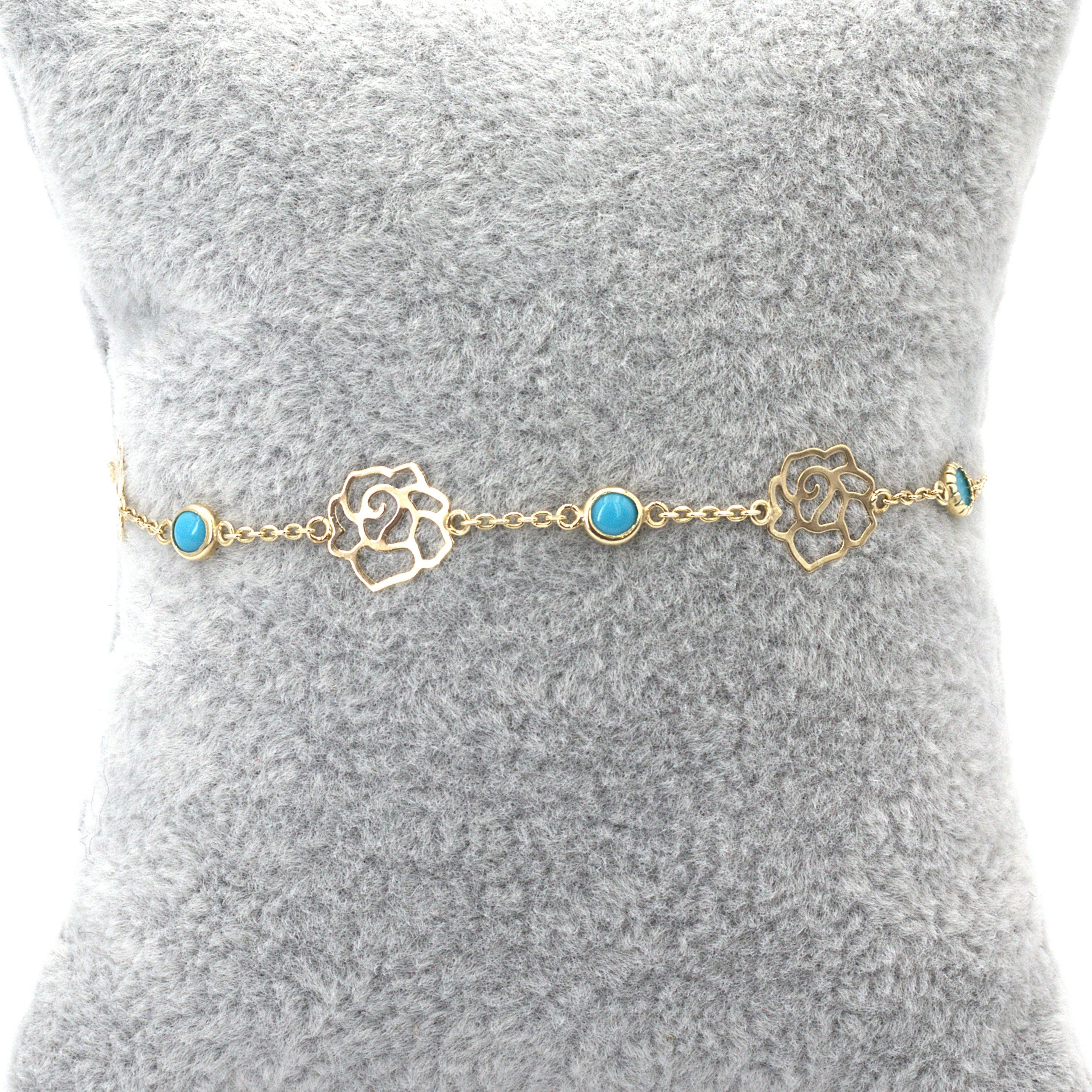 Turquoise & rose petal bracelet