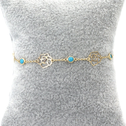 Turquoise & rose petal bracelet