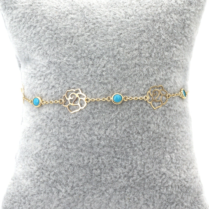 Turquoise & rose petal bracelet