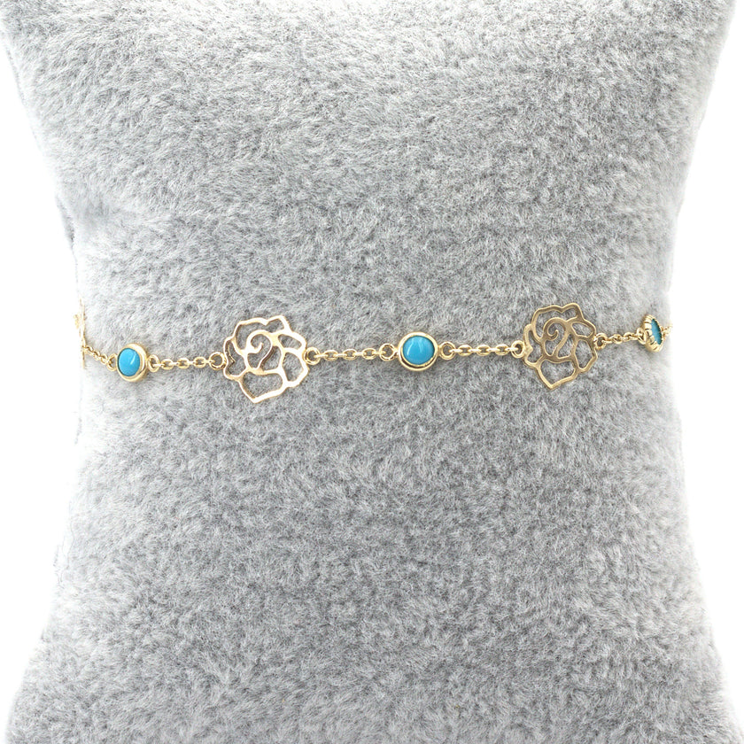 Turquoise & rose petal bracelet