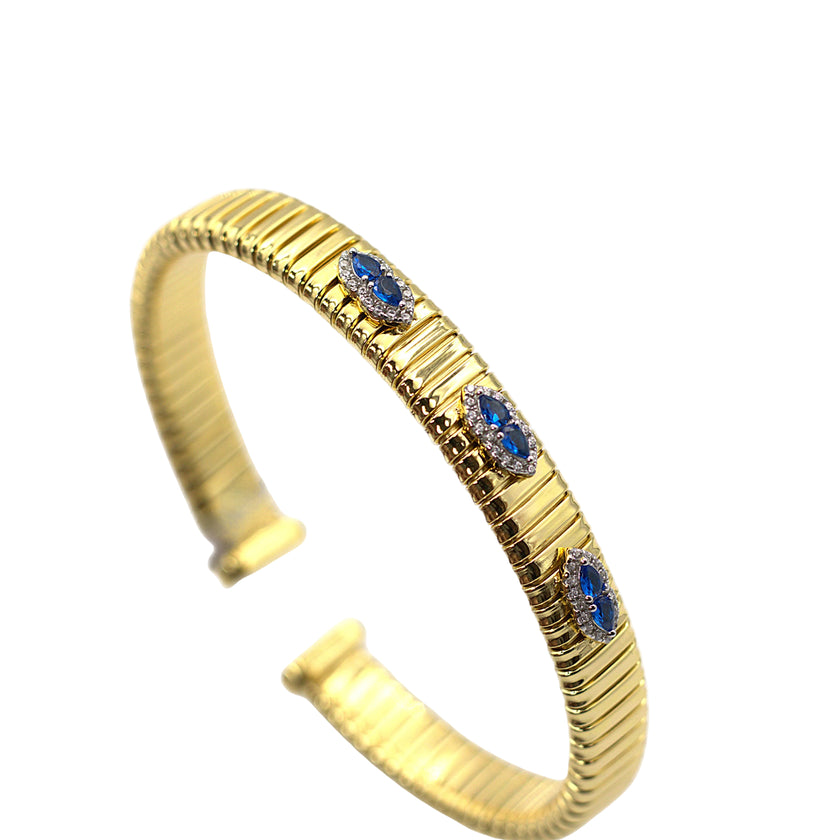 Blue Stone Cluster Cuff Bracelet