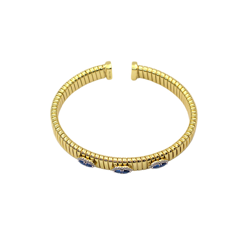Blue Stone Cluster Cuff Bracelet