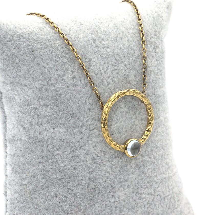 Hammered Circle Necklace with a stone