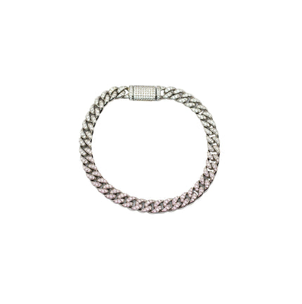 Silver CZ Curb Chain Bracelet