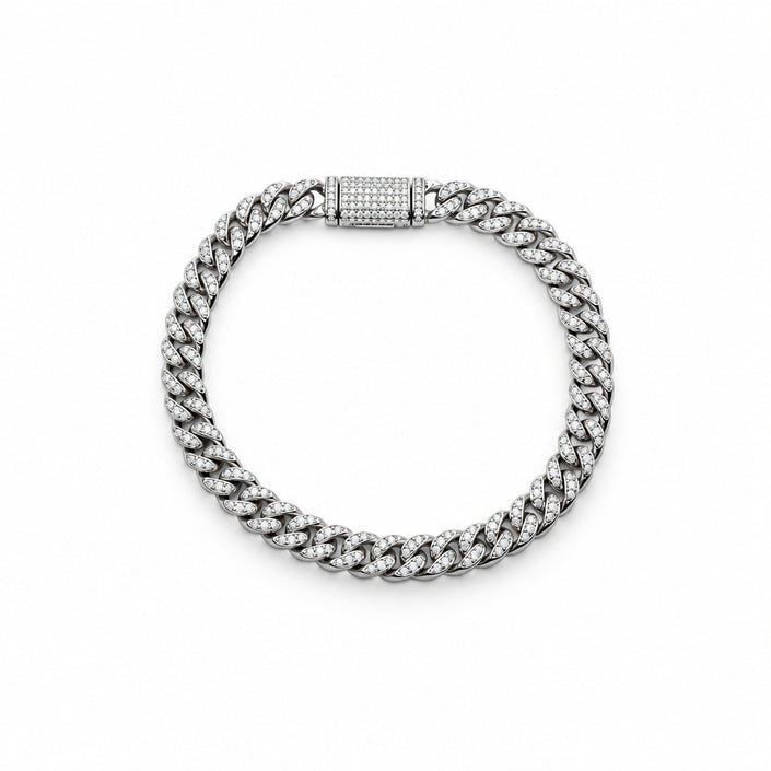 Silver 925 CZ Curb Chain Bracelet