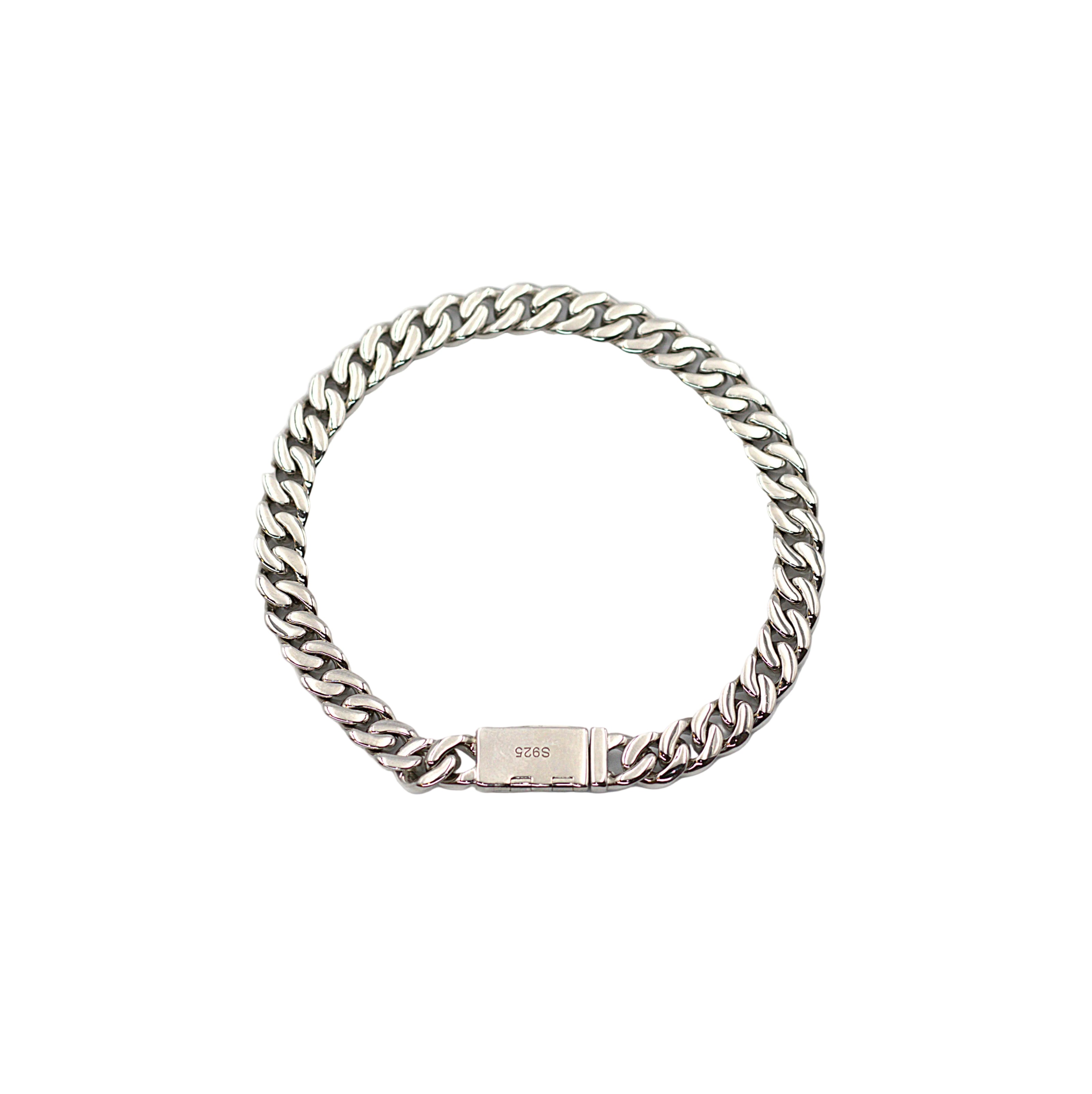 Silver CZ Curb Chain Bracelet