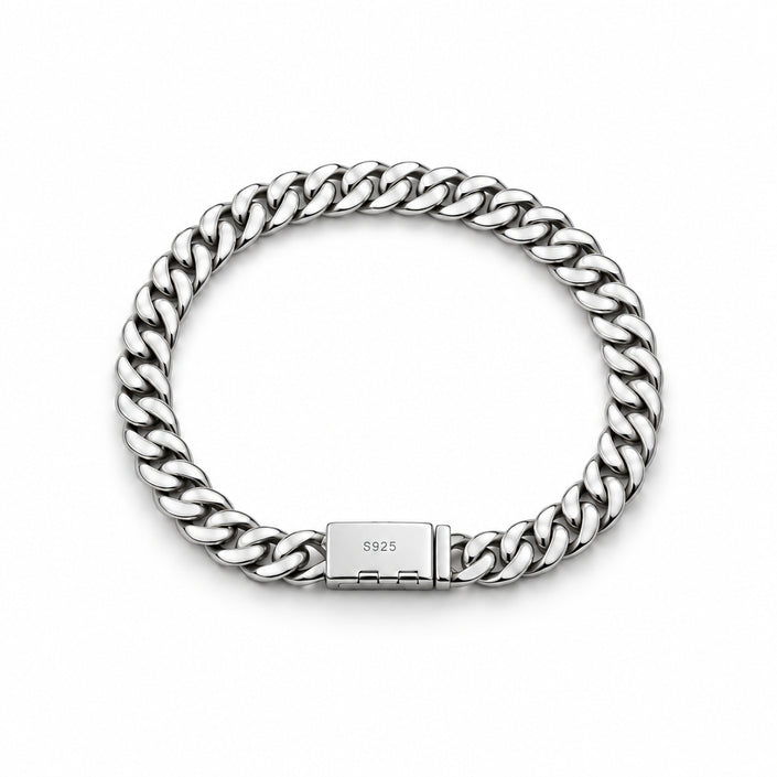 Silver 925 CZ Curb Chain Bracelet
