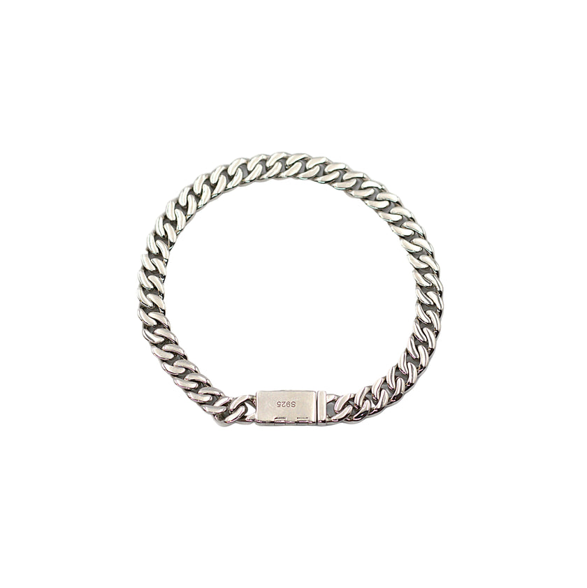 Silver CZ Curb Chain Bracelet