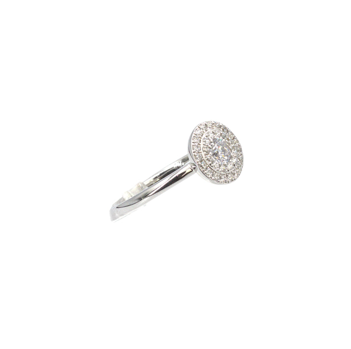 Round double halo engagement ring