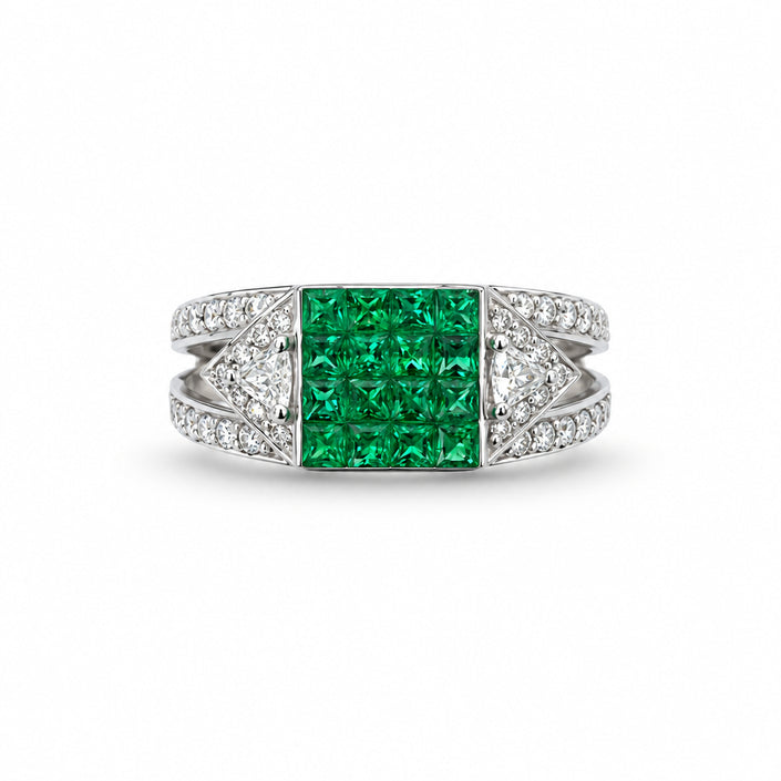 Emerald and diamond ring