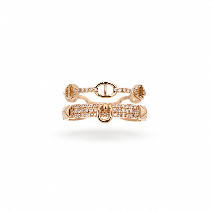 Two row rose gold band