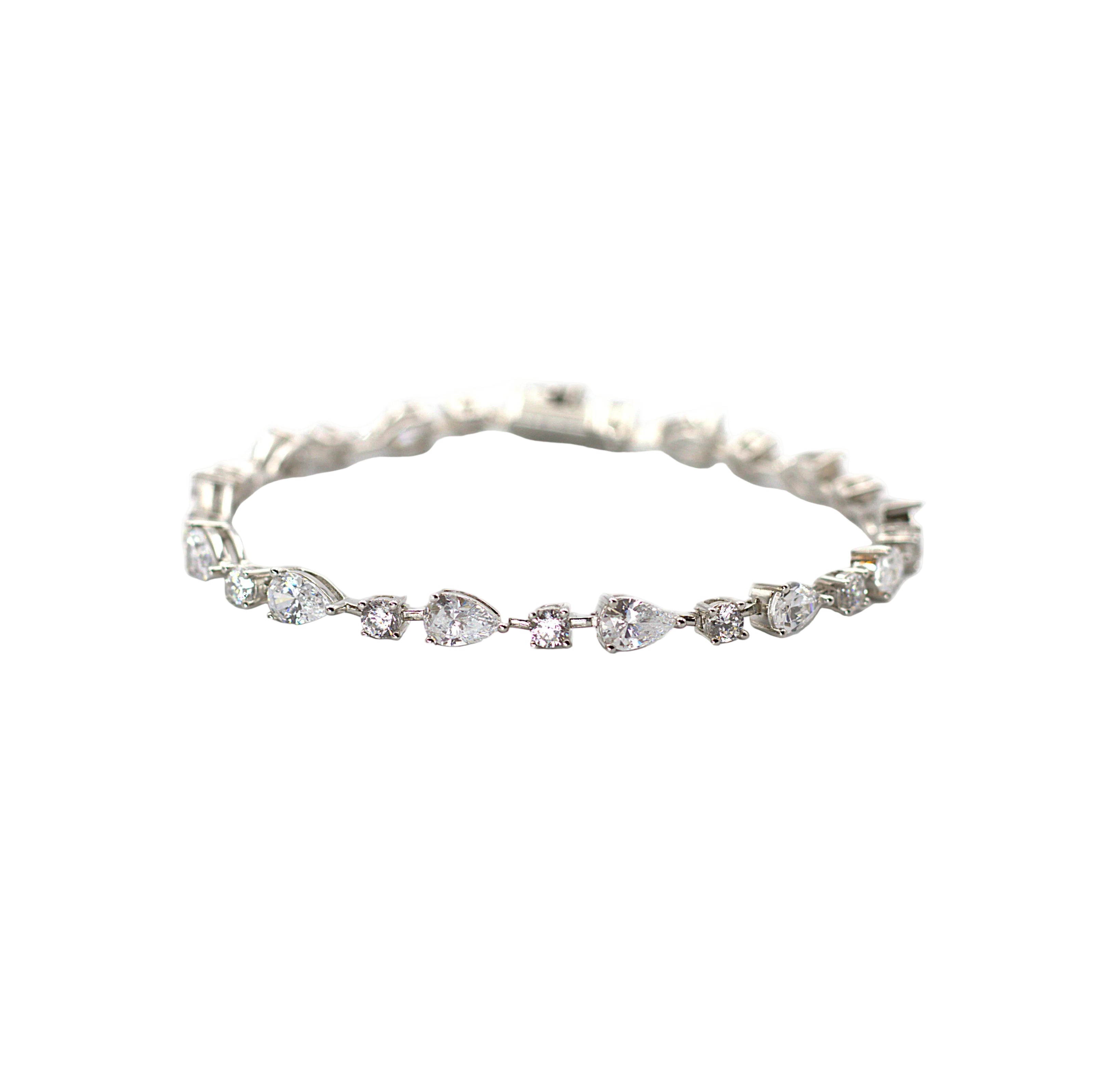 Pear & Round CZ Tennis Bracelet