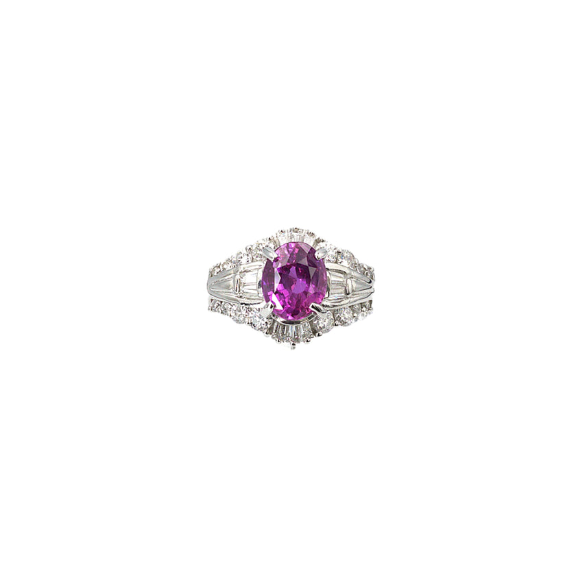 Pink Sapphire and Diamond Ring