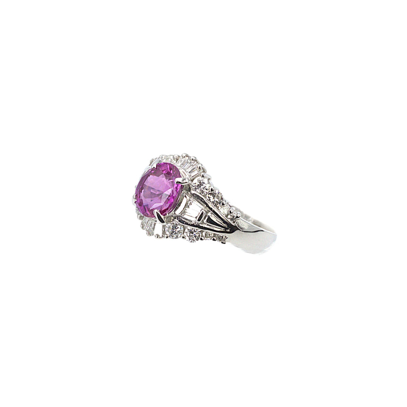 Pink Sapphire and Diamond Ring