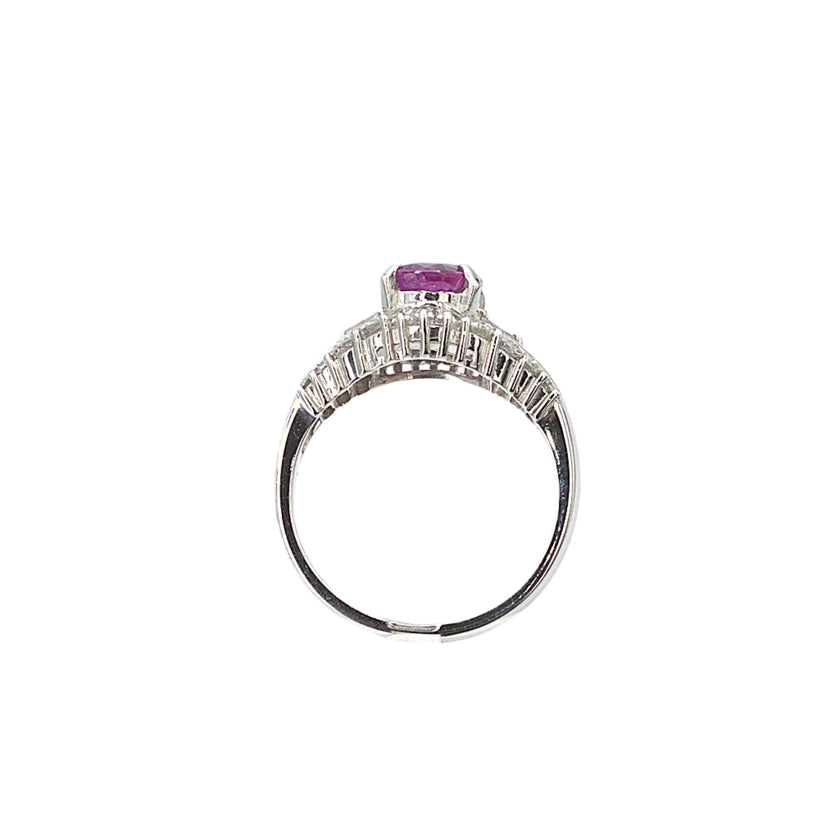 Pink Sapphire and Diamond Ring