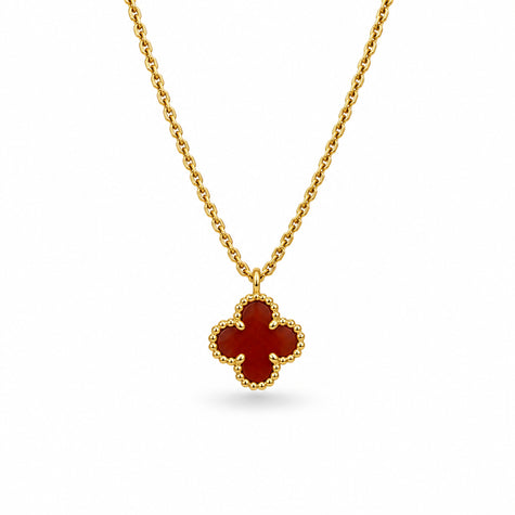 Red Clover Silver 925 Yellow Gold Plated Necklace