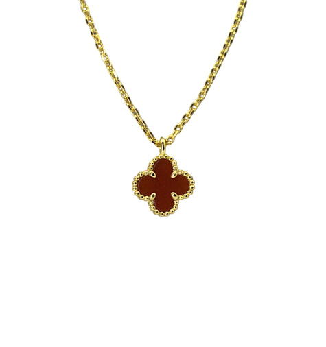 Red Clover Silver 925 Yellow Gold Plated Necklace