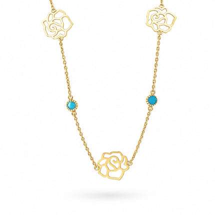 Turquoise & Rose Necklace