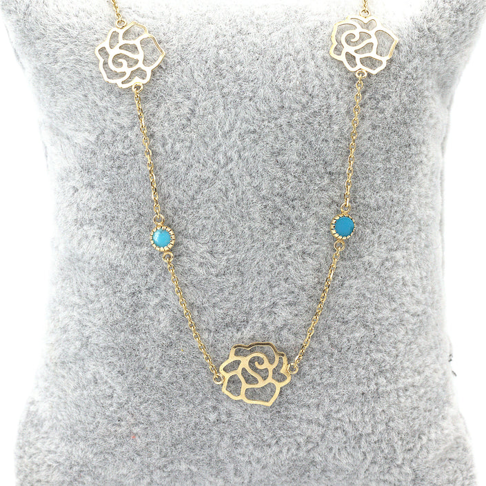Turquoise & Rose Necklace