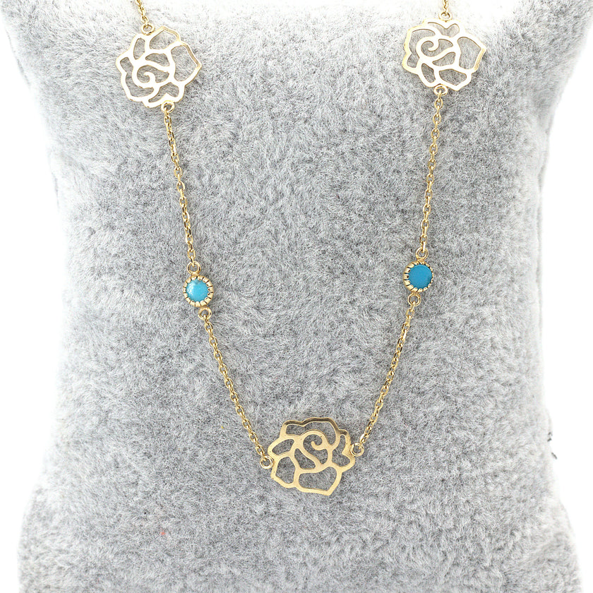 Turquoise & Rose Necklace
