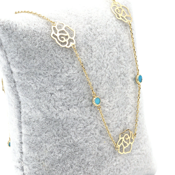 Turquoise & Rose Necklace