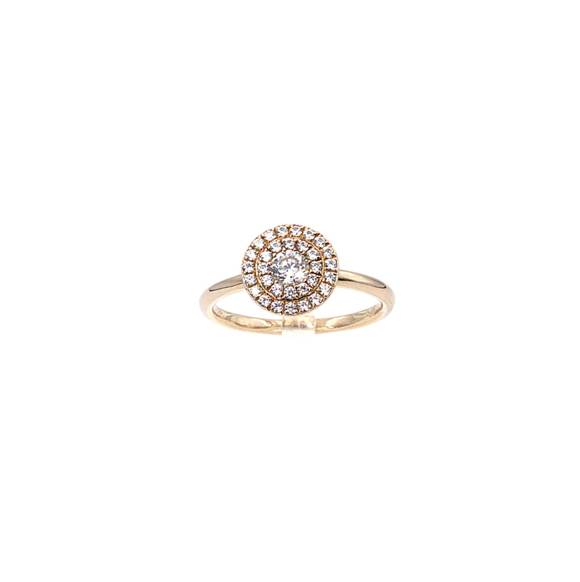Double halo round diamond ring
