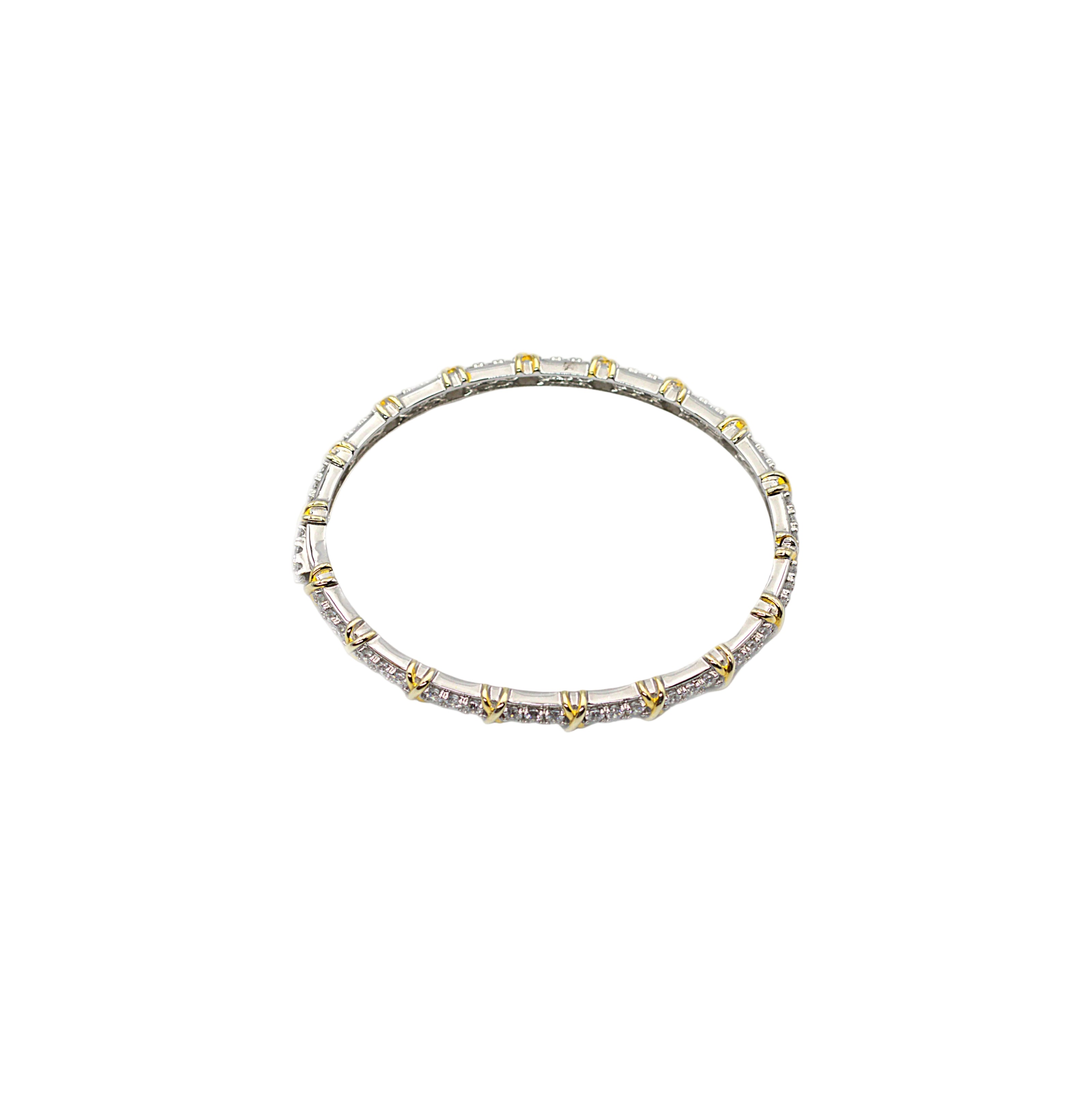 Two‑Tone X‑Link CZ Bangle