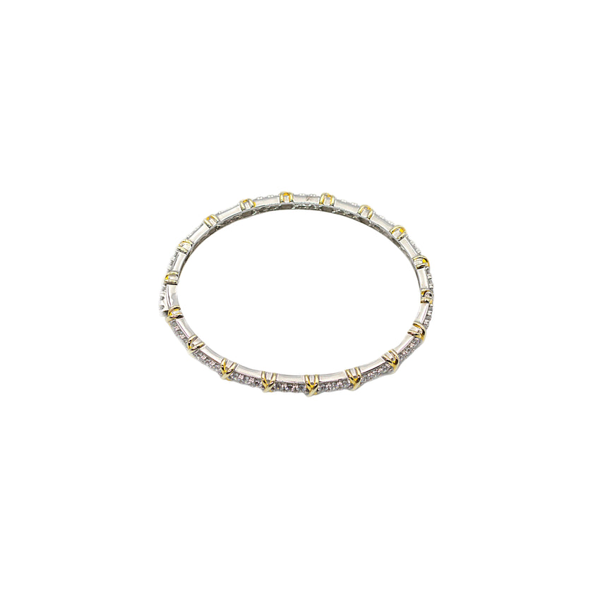 Two‑Tone X‑Link CZ Bangle