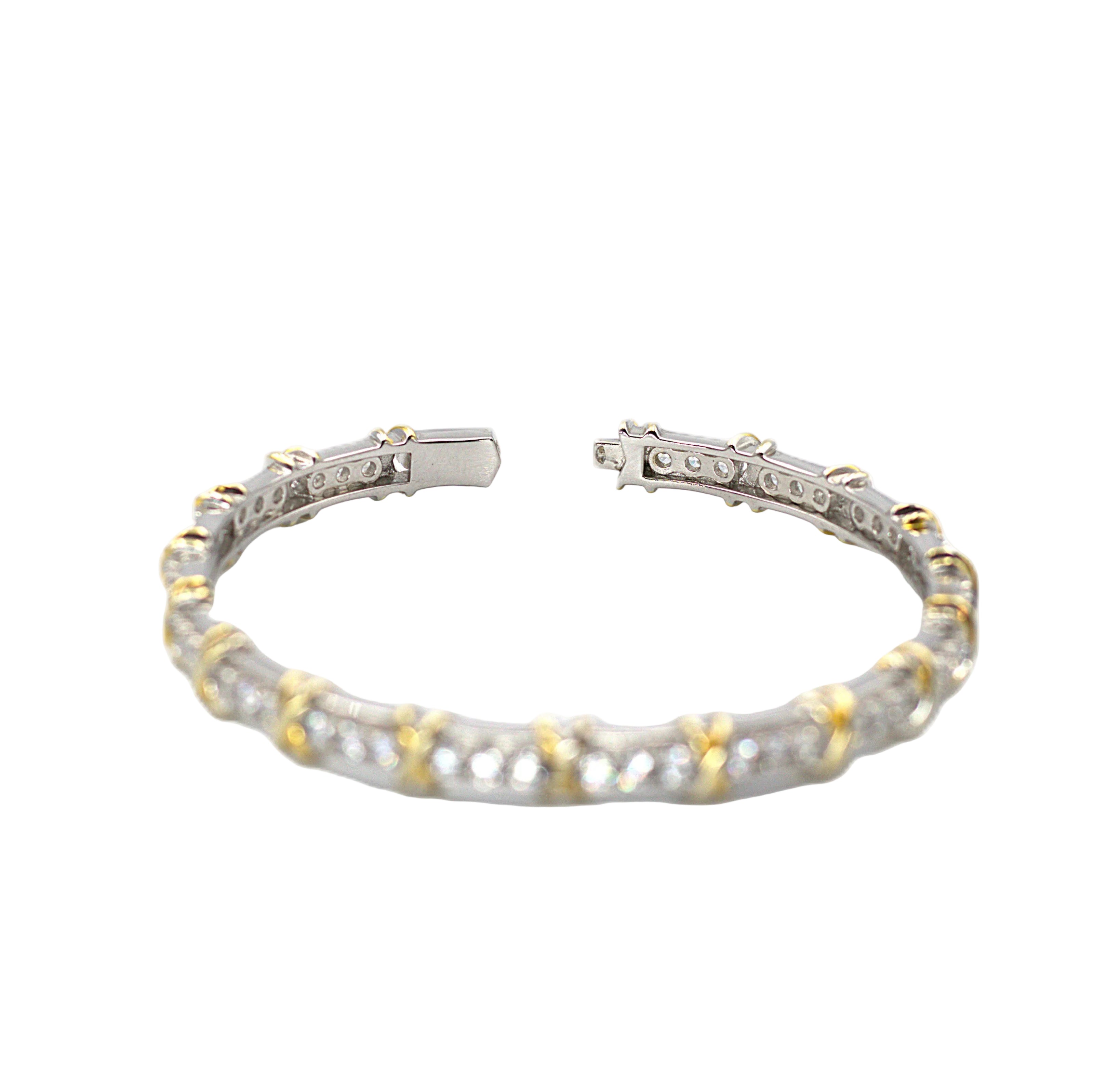 Two‑Tone X‑Link CZ Bangle