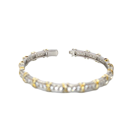 Two‑Tone X‑Link CZ Bangle