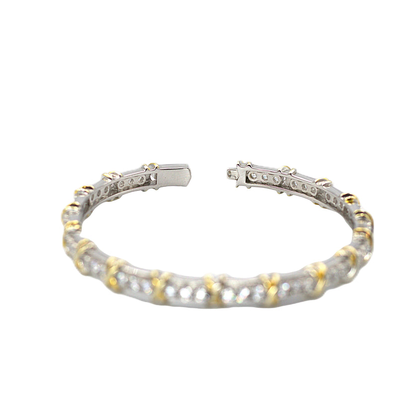 Two‑Tone X‑Link CZ Bangle